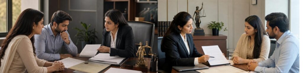 Family lawyer discussing mutual divorce legal process in Kolkata